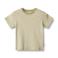 Wheat kortærmet T-shirt Fabian - Sage green stripe